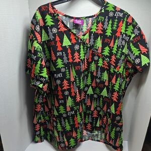 Joyful Holiday Women's Short Sleeve Scrub Top
